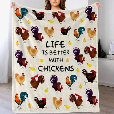 SEIMIP Chicken Blanket for Girl, Cute Chicken Flannel Blanket for Adult Women Kids 6...