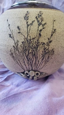 Studio Pottery Lamp Vintage Ceramic Stoneware Table Lamp Signed Mid Century 12"  - Image 1 of 4