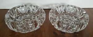 Pair of Vintage Heavy Clear Cut Glass Cigar Cigarette Ashtray 6" - Picture 1 of 7