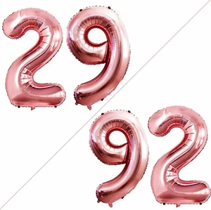 29 Rose Gold Number Balloon + 10 Mylar Balloons 29th/92nd/26th/62nd Bday Decor - Picture 1 of 9