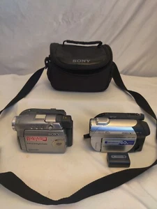 Sony HandyCam DCR-DVD301 and Sony DCR-DVD108 with case. FOR PARTS - Picture 1 of 9