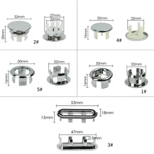 Bathroom Basin Sink Overflow Cover Ring Insert Chrome Hole Round Kitchen Cap 1Pc - Picture 1 of 17