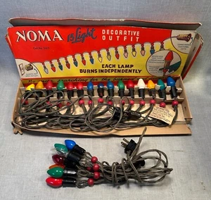 Vintage / Antique NOMA Christmas Lights C7 No. 3415 - Cloth Wiring - WORKS! - Picture 1 of 17