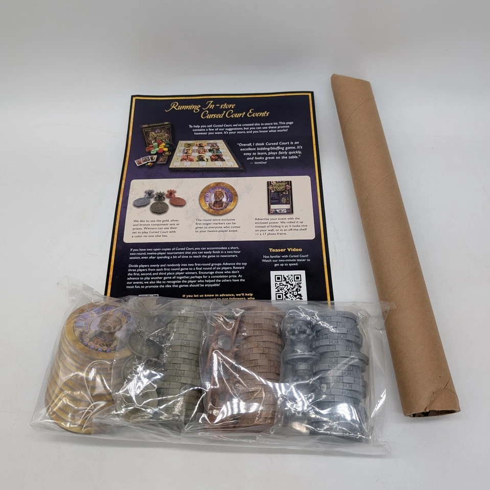 Atlas Games Cursed Court Board Game - Promotional Kit W/Token Set, Poster, Etc - Image 1 of 4