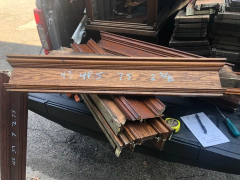 c1890 vintage WINDOW pediment VICTORIAN lintel header quartersawn oak 43” l x 7” Cover