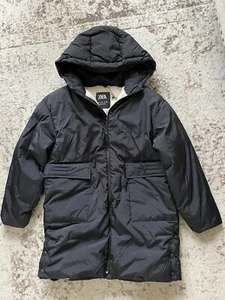 NEW ZARA GIRLS BOYS FLEECE LINED OVERSIZE PUFFER COAT BLACK 13-14Y - Picture 1 of 6