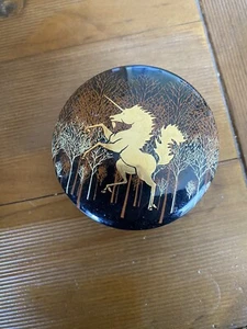 Otagiri Black Unicorn Lidded Trinket Dish - Picture 1 of 4