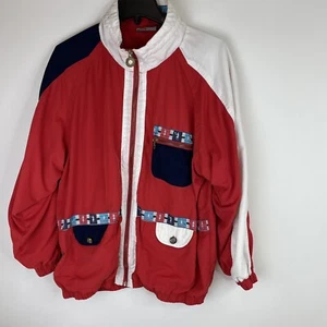 Vintage Murelli Red Americana Sports Bomber Jacket Women’s Size Large Full Zip - Bild 1 von 9
