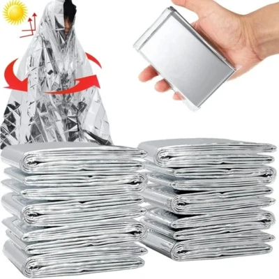 12 PACK • Extra Large 63 × 82.7 Emergency Solar Mylar Blanket Survival Safety