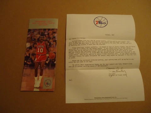 Philadelphia 76ers 1987-88 guide 25th Anniversary & Season ticket letter Cover