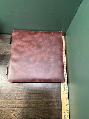 Vintage Retro Brown Photo Album Bifold 200-3.5"x5" Slot Gold Trim 11.5"x12" Good - Image 1 of 4