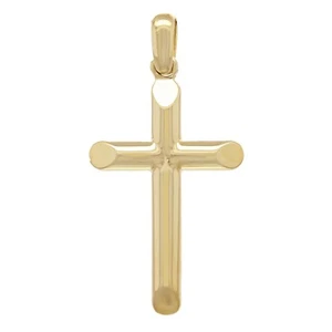 10k Yellow Gold Solid High Polished Cross Religious Charm Pendant 1.8" 6.9 grams - Picture 1 of 8
