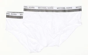 Michael Kors Ultimate Rib White Pack Of 2 Lo Rise Briefs Sz SMALL L55113 - Picture 1 of 2