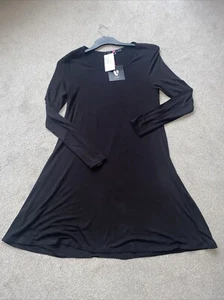 BNWT Ladies Very Black Stretchy Short Flared Dress/Tunic Top Size 12 - Picture 1 of 4
