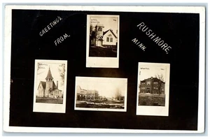 Rushmore Minnesota postfrisch RPPC Foto Postkarte Grüße Multiview um 1910 antik - Bild 1 von 2