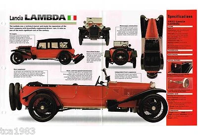 1922/1923/1924 LANCIA LAMBDA HOJA DE ESPECIFICACIONES / Folleto / Folleto / Catálogo Foto 1 de 3