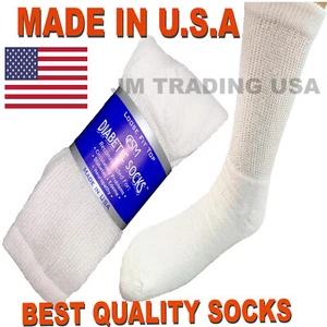 Best quality 3 pair of mens white Diabetic crew socks 13-15 sz ( MADE IN USA ) - Picture 1 of 7
