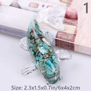 2X Mini Koi Fish Statue Figurine Resin Crystal Ornament Sculpture Handicraft Fun - Picture 1 of 36