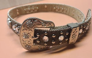 Western Belt With Studs And Crosses.Leather, XS 33in - Picture 1 of 6