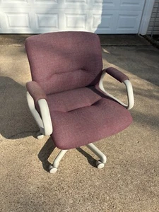 Vintage 1997 Steelcase Swivel Rolling Office Arm Chair MCM Gray & Burgundy - Picture 1 of 8