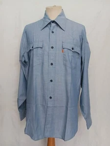 Vtg 70s Levi's Chambray Orange Tab Men's Work Shirt Sky Blue Cotton Blend XL - Picture 1 of 12