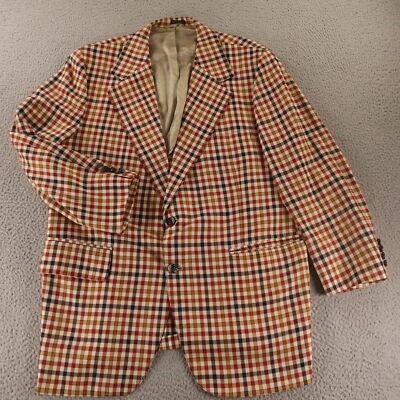 VTG Shepherds Check Jacket XL Blue Red 100% Wool Twill Blazer Sport Coat 46R - Image 1 of 4