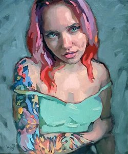Young Women Girl Female Portrait Sexy Figure Teen Fantasy Tattoo Painting Art - Picture 1 of 1