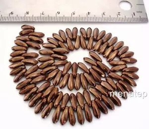 50 3x11mm Tschechische Glasdolchperlen: Dunkle Bronze - Bild 1 von 1