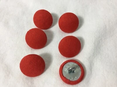 6 Vintage Handy 30 Shank Round Buttons Red Fabric Covered Sewing Craft Art 3/4” - Image 1 of 3