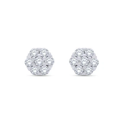 1/4 Ct Lab Grown Diamond Flower Stud Earrings 10k & 14k Solid Gold - Image 1 of 4