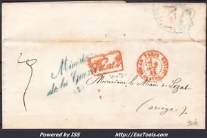FRANCE MARQUE POSTALE AVEC CAD ROUGE PARIS BUREAU DES CONTRE SEINGS + VU N°2 - Picture 1 of 2
