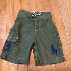 LKNEW Polo Ralph Lauren Big Pony Logo Boys Swim Board Shorts Green Blue Pony 4t - Picture 1 of 6