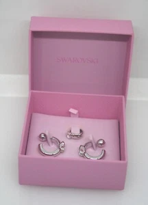 Swarovski Dextera Rhodium Plated Hoop Earring & Cuff Set 5671192 Thames Hospice - Picture 1 of 15