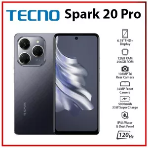 (Unlocked) TECNO Spark 20 Pro 12GB+256GB BLACK Dual SIM Android Mobile Phone - Picture 1 of 4