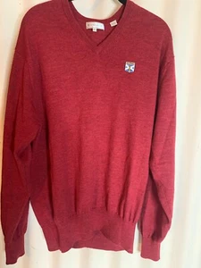Pull homme col V Peter Millar laine mérinos logo Kinloch rouge grand - Photo 1/5