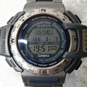 CASIO PROTREK PRO TREK PRT-420 titanium men Quartz Black Dial Watch- Rank B - Picture 1 of 12