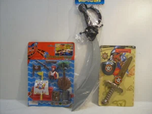 3 Pc Pirate Sword Toy Set + Accessories Pretend Play for Kids New Vintage #Ty321 - Picture 1 of 2