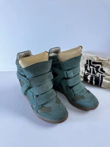 Isabel Marant - Sneakers con zeppa in camoscio verde salvia taglia EU37 US 6,5 - Foto 1 di 9