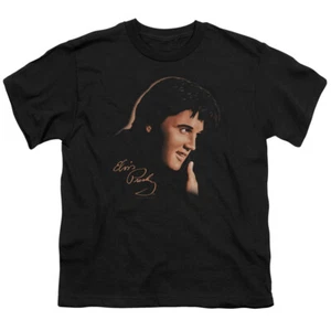 Elvis Presley Kids T-Shirt Side Profile Portrait Black Tee - Picture 1 of 1