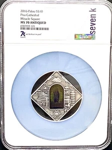 2016 Palau Pisa Cathedral $10 Antiqued Silver NGC MS70 Coin - Picture 1 of 3