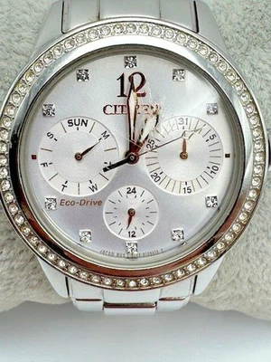 Reloj multifunción Citizen Eco Drive 8729-S094020 tono plata FUNCIONA Foto 1 de 4