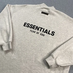 Fear of God Essentials Sweater Mens Medium Oversized Fit Gray Mock Neck Pullover - Picture 1 of 15