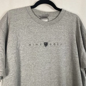 Vintage 90's Nike Golf Size XL T-Shirt Spell Out Center Swoosh Logo Gray Y2K Top - Picture 1 of 6