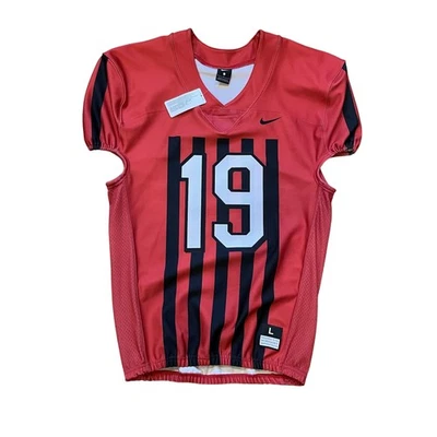 Nueva con etiquetas Camiseta de Fútbol Nike Para Hombres Corte de Juego Grande Vapor Pro Rojo Negro #19 Malla Raya Foto 1 de 4