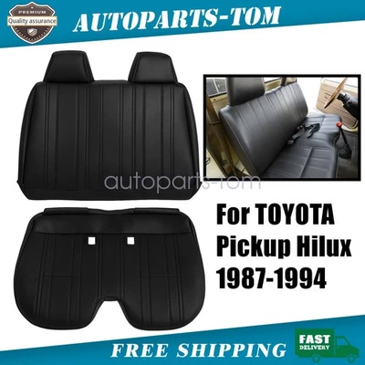 Cubiertas de asiento de banco delanteras inferiores y superiores negras para camioneta Toyota Hilux 1987-1994 Foto 1 de 4