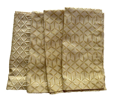 Waterford Fine Linens Trista Napkins Set Of 4 Gold 21"×19" Damask B KC - Image 1 of 4
