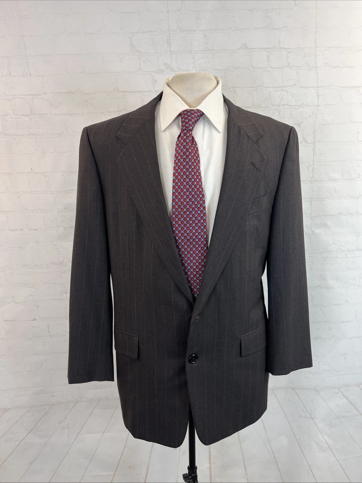 Hickey Freeman Men's Suit 43R 39X28 Dark Brown Stripe Wool USA Two Button $1,395 - Image 1 of 4
