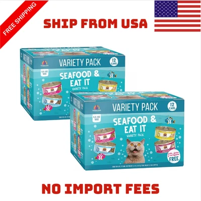 2 pack Weruva Classics Seafood & Eat It Wet Cat Food - Variety Pack, 12CT, 5.5oz