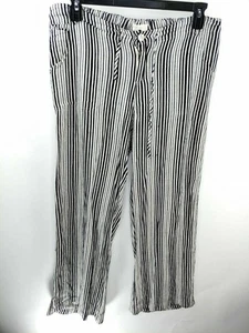 Just Living Women Striped Relaxed Drawstring Comfort Black White Pants Size L - Picture 1 of 3
