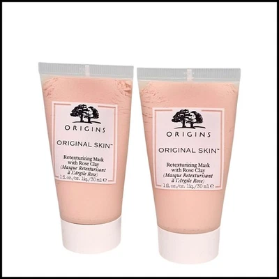 2 x Origins Original Skin Retexturizing Mask Rose Clay 1 fl.oz. 30ml. travel - Image 1 of 4